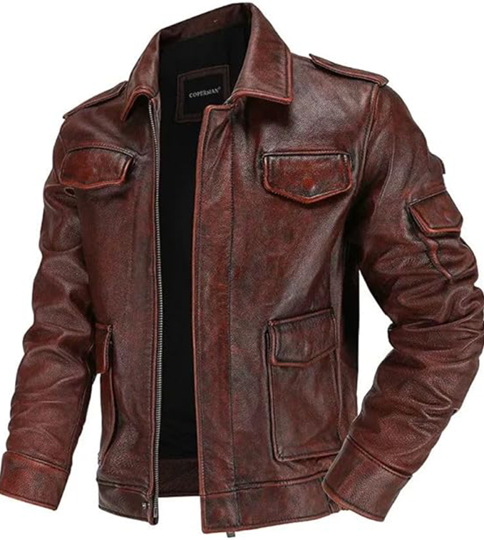 Slim Fit Bomber Racer Leather Jacket