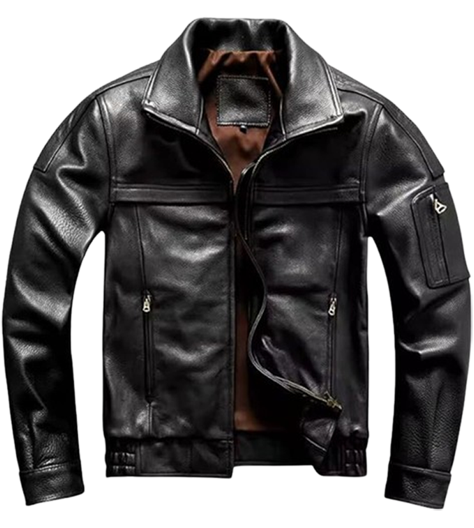 Black Military Style Leather Jacket