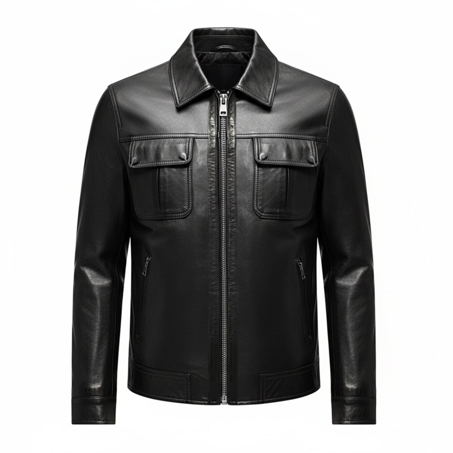 business style winter leather jacket