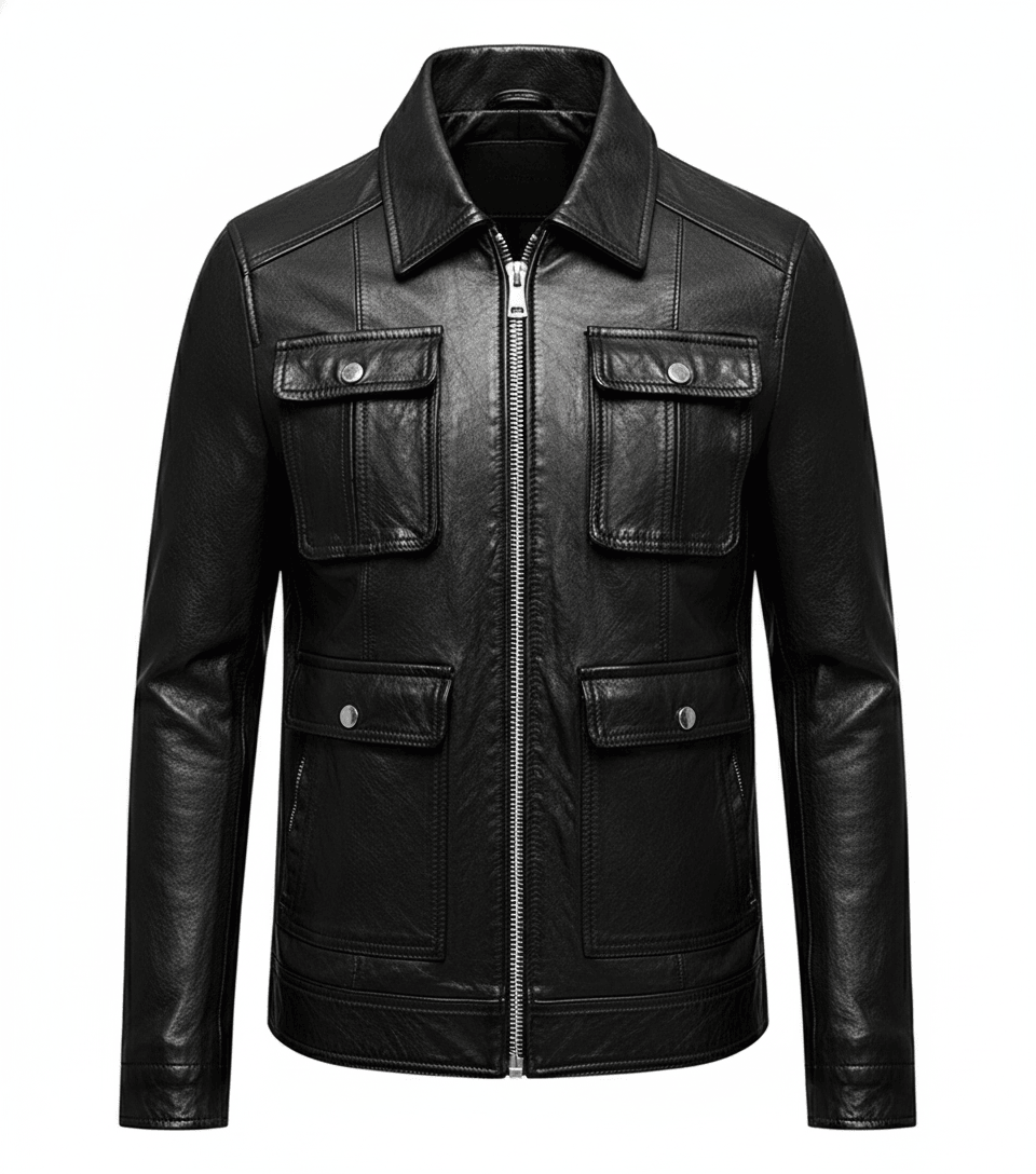 slim fit multi pocket rider jacket men