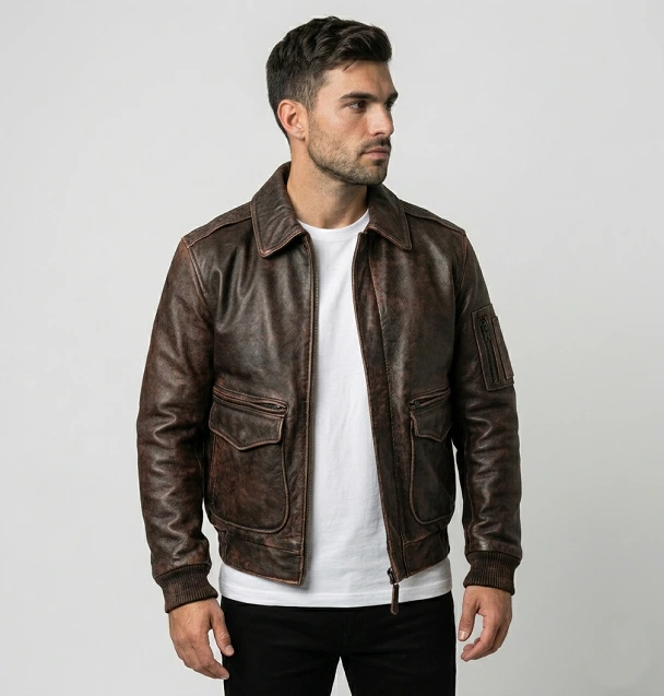 Air Force Vintage Brown Leather Jacket