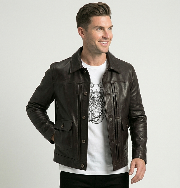 classic trucker leather jacket