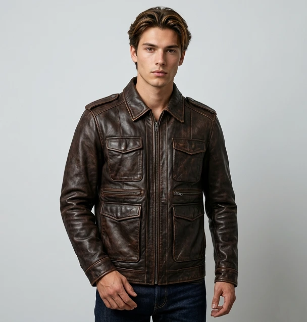 Hunting Style Leather Jacket