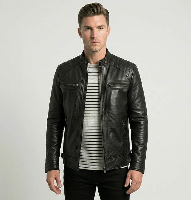 Racer Black leather Jacket