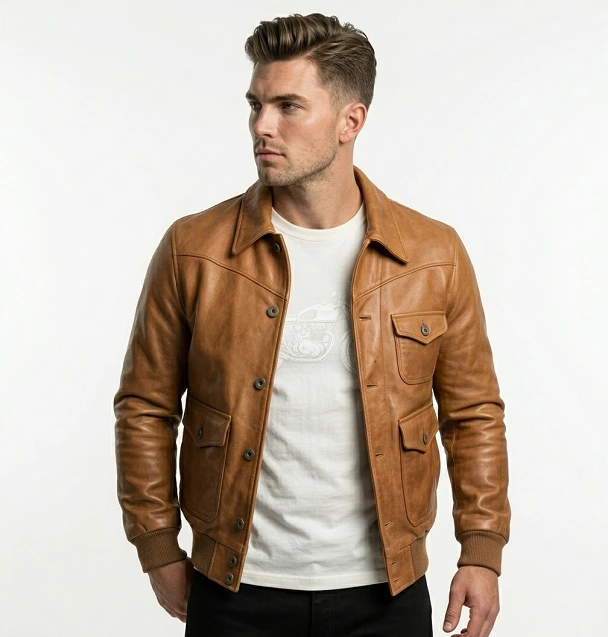 western vintage style leather jacket