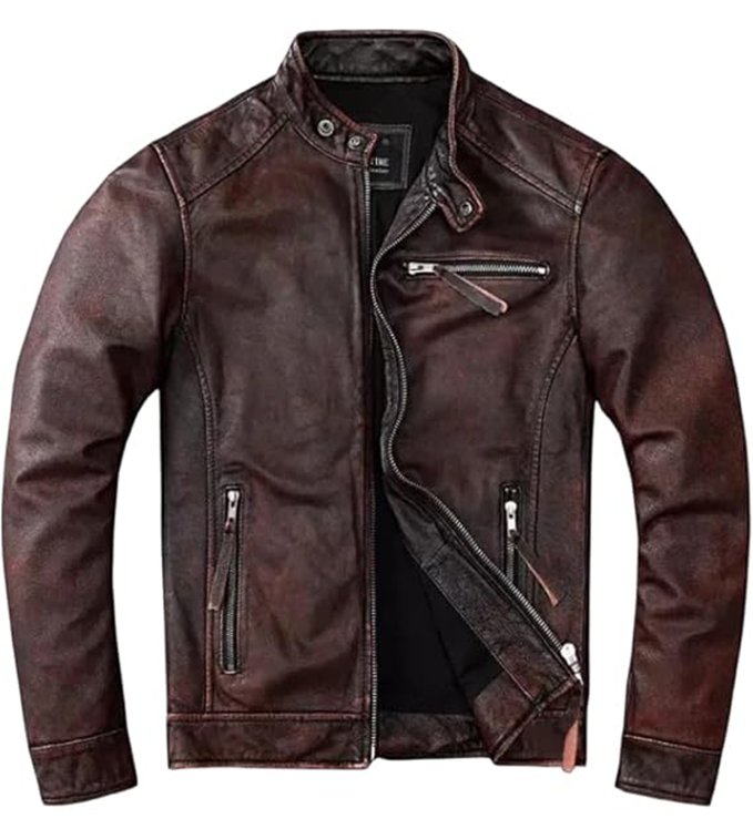 Retro Stand Collar Vintage Biker Jacket