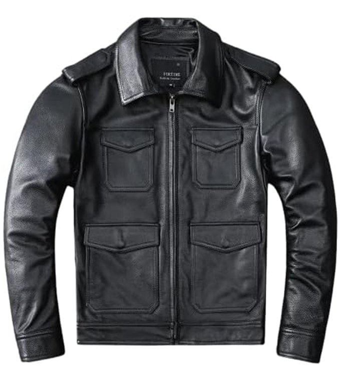 Vintage Hunting Style Leather Jacket