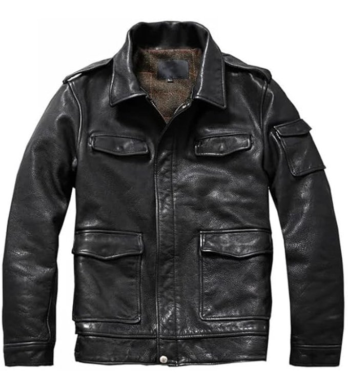 Black Vintage Biker Cargo Jacket