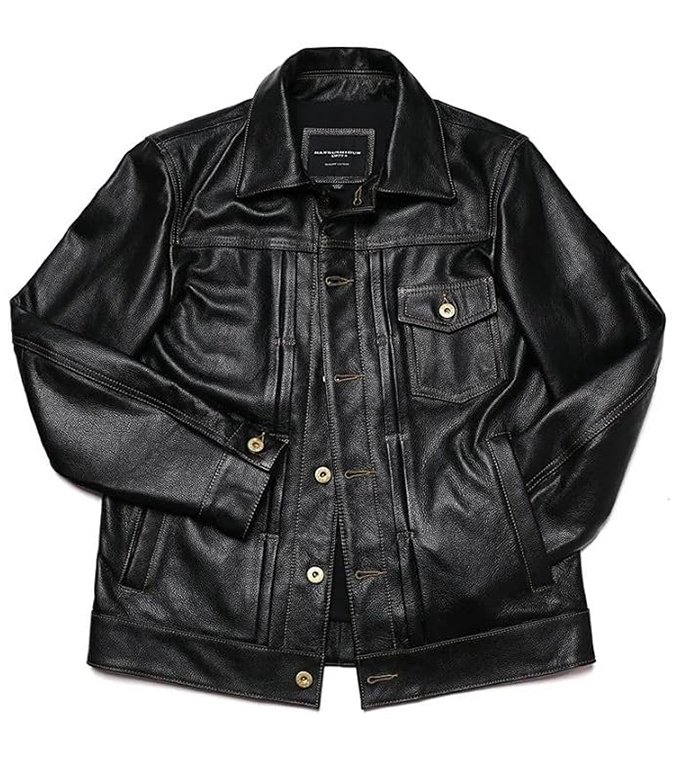 Slim Fit Denim Style Leather Jacket