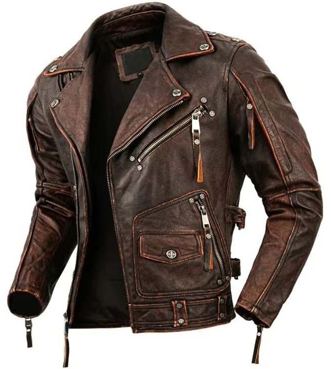 Stone Milled Retro Rider Leather Jacket