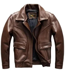 brown leather jacket
