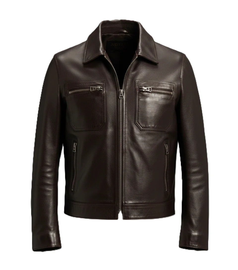 brown leather jacket