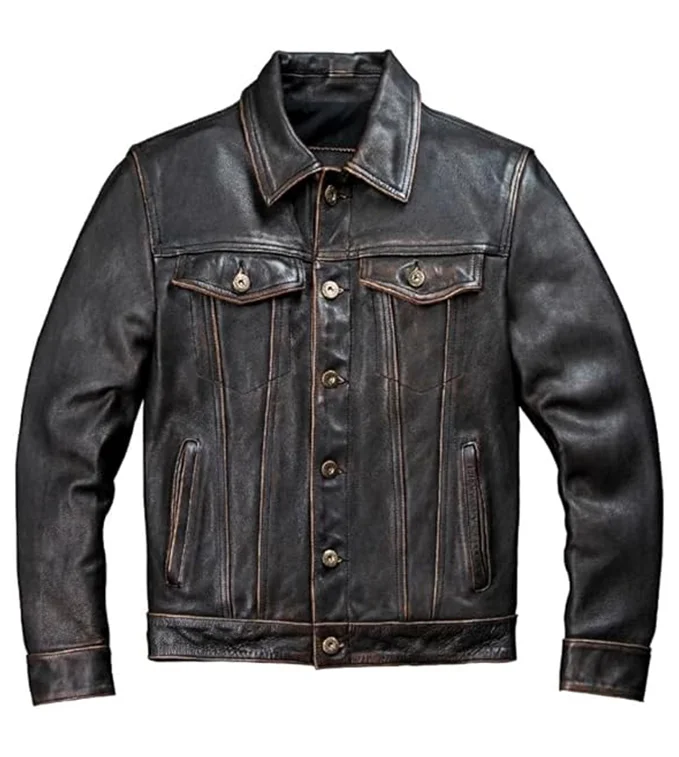 mens vintage leather motorcycle jacket