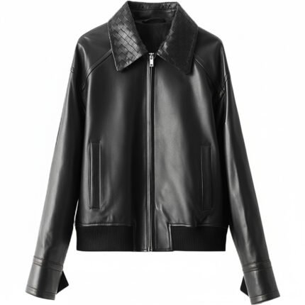 Bomber Style Leather Jacket for Women