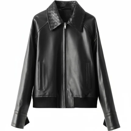 women black leather jacket