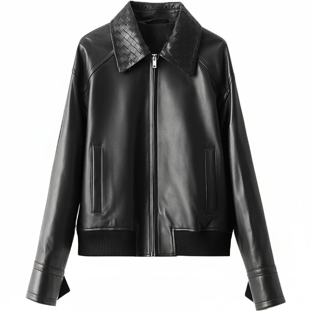 women black leather jacket
